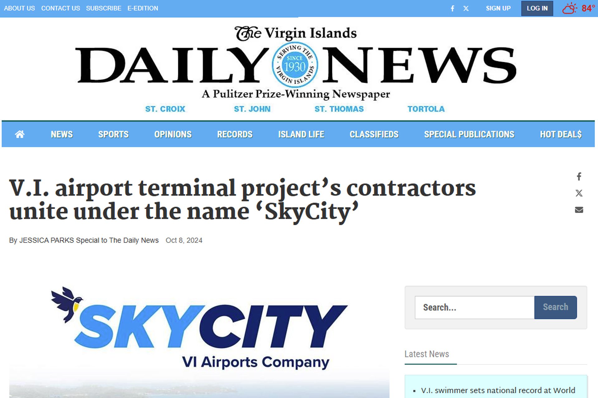 V.I. airport terminal project’s contractors unite under the name ‘SkyCity’